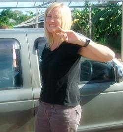 A happy, smiling Angela.